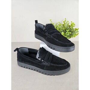Vionic Uptown Black Suede Penny Loafers Lug Sole Womens Size 8 Comfort Shoes